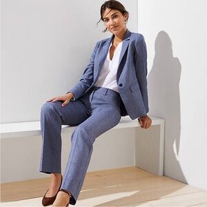 🩵 Ann Taylor LOFT Chambray Heather Blue Blazer size 14